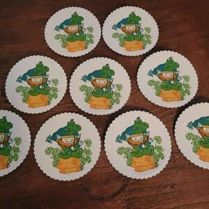 9 NEW Vintage Leprechaun St. Patty's Day Paper Coaster